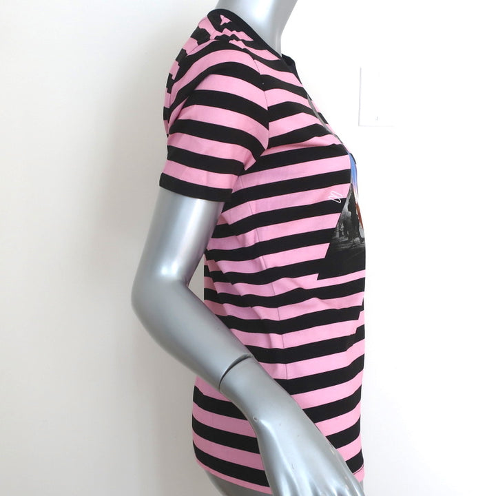 Givenchy Full Moon Striped T-Shirt Pink/Black Size Small Short Sleeve Top