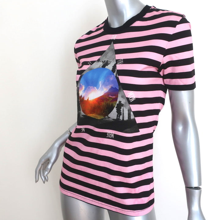Givenchy Full Moon Striped T-Shirt Pink/Black Size Small Short Sleeve Top