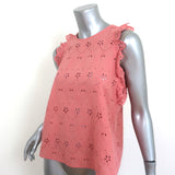 Zara Open Back Top Pink Eyelet Embroidered Cotton Size Medium Sleeveless Blouse