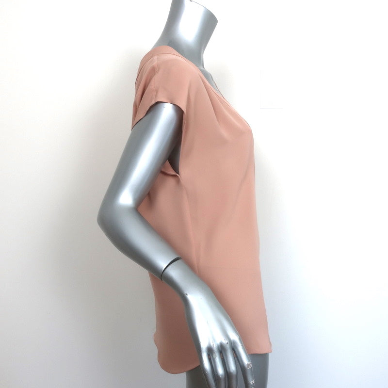 Theory Blouse Orwin Pale Rose Silk Georgette Size Small Cap Sleeve Top NEW