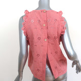 Zara Open Back Top Pink Eyelet Embroidered Cotton Size Medium Sleeveless Blouse