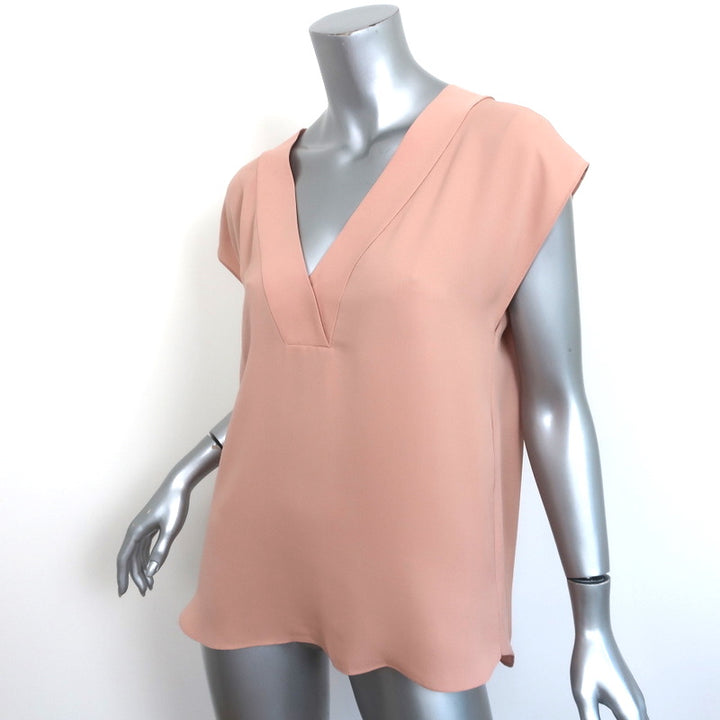Theory Blouse Orwin Pale Rose Silk Georgette Size Small Cap Sleeve Top NEW