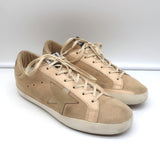 Golden Goose Superstar Sneakers Nude Suede & Gold Metallic Leather Size 37