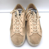 Golden Goose Superstar Sneakers Nude Suede & Gold Metallic Leather Size 37