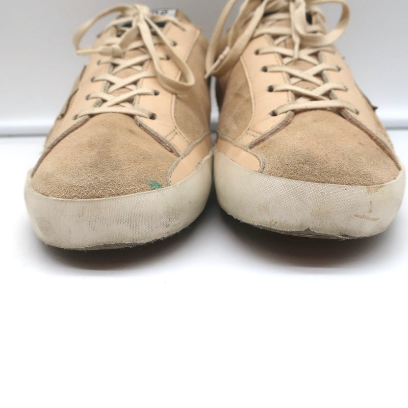 Golden Goose Superstar Sneakers Nude Suede &amp; Gold Metallic Leather Size 37
