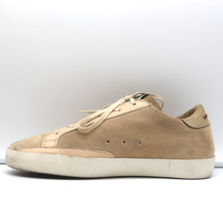 Golden Goose Superstar Sneakers Nude Suede &amp; Gold Metallic Leather Size 37