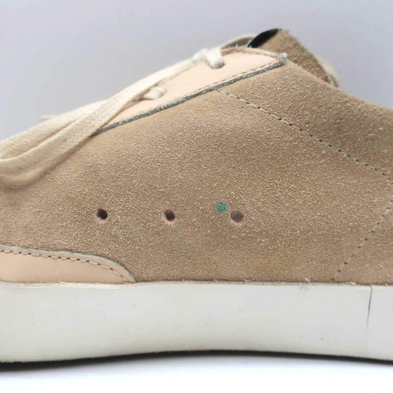 Golden Goose Superstar Sneakers Nude Suede &amp; Gold Metallic Leather Size 37