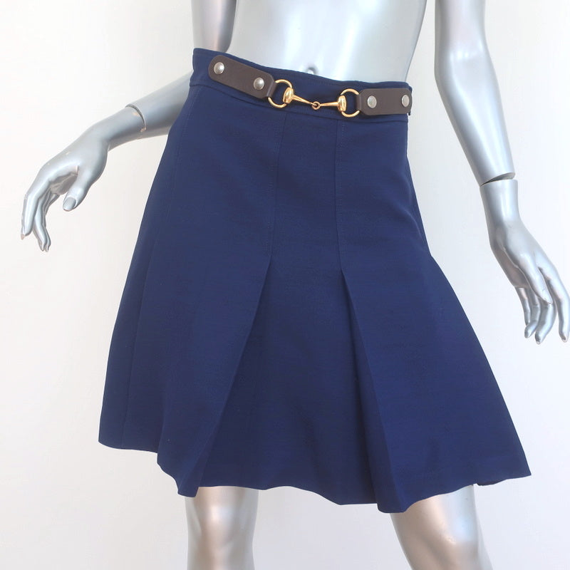 BRAND NEW GUCCI GG Denim Leather Skirt Womens Sz 38 Monogram Made in ITALY