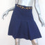 Gucci Horsebit Pleated Skirt Navy Silk-Wool Size 42