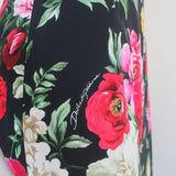 Dolce & Gabbana Sleeveless Midi Dress Black Floral Print Crepe Size 42