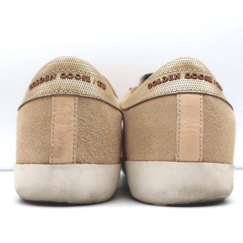 Golden Goose Superstar Sneakers Nude Suede &amp; Gold Metallic Leather Size 37