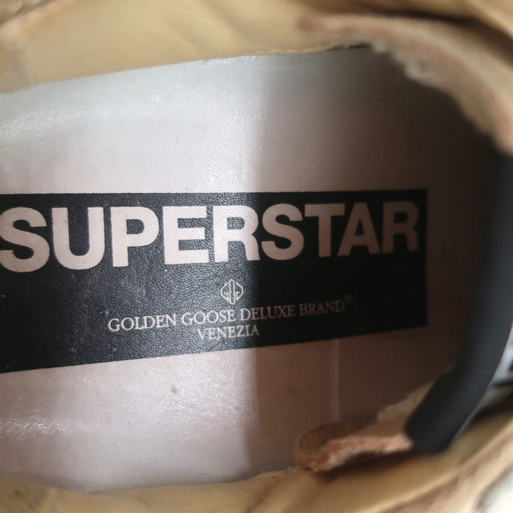 Golden Goose Superstar Sneakers Nude Suede &amp; Gold Metallic Leather Size 37