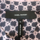 Isabel Marant Contrast-Trim Top Pink Striped Silk Size 40 Long Sleeve Blouse