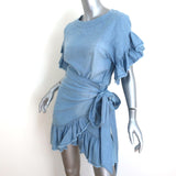 Isabel Marant Etoile Ruffle Wrap Dress Lelicia Chambray Size 34 Short Sleeve