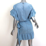Isabel Marant Etoile Ruffle Wrap Dress Lelicia Chambray Size 34 Short Sleeve