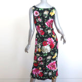 Dolce & Gabbana Sleeveless Midi Dress Black Floral Print Crepe Size 42