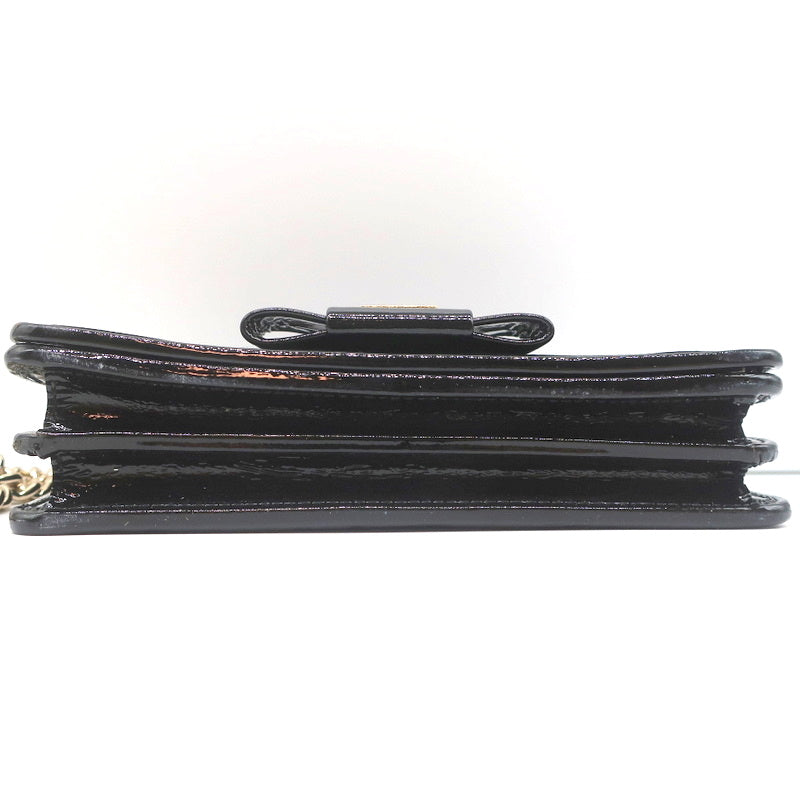 Miu Miu Bow Clutch Black Patent Leather-Trim Velvet Mini Crossbody Bag