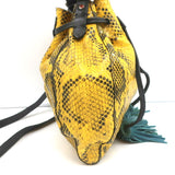 Isabel Marant Beeka Tasseled Bucket Bag Yellow Snake-Embossed Leather Crossbody