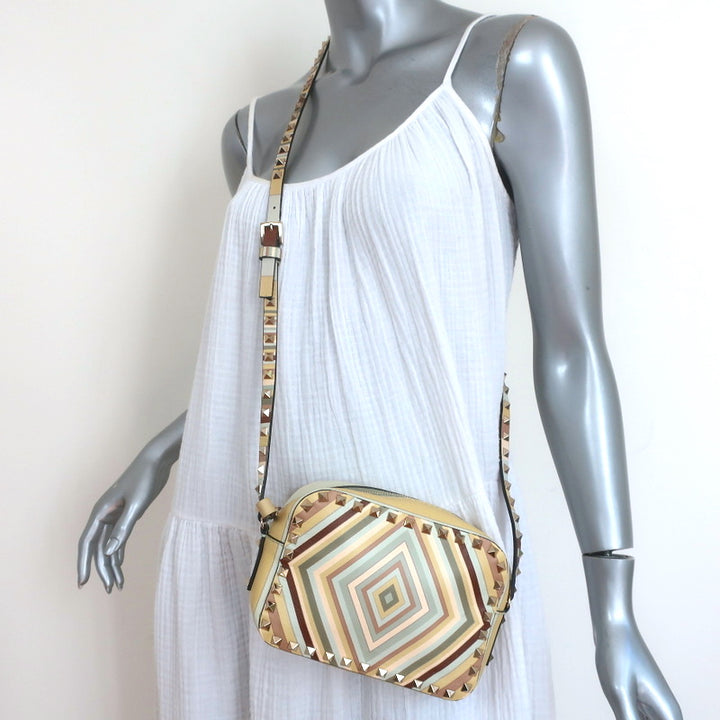 Valentino Rockstud Native Couture 1975 Camera Bag Printed Leather Crossbody