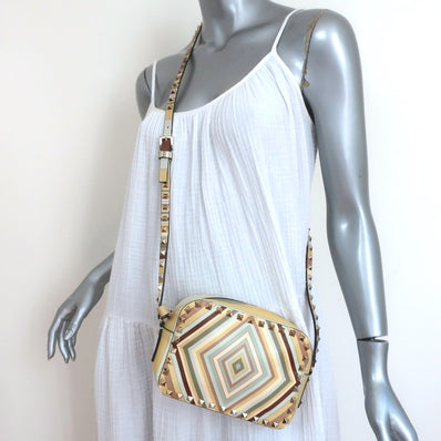 Valentino Rockstud Native Couture 1975 Camera Bag Printed Leather Crossbody