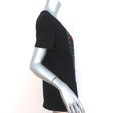 Karl Lagerfeld Embellished Paris Tee Black Cotton Size Medium Short Sleeve Top