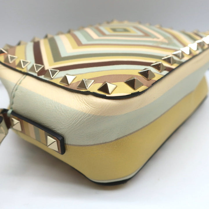 Valentino Rockstud Native Couture 1975 Camera Bag Printed Leather Crossbody