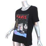 Karl Lagerfeld Embellished Paris Tee Black Cotton Size Medium Short Sleeve Top