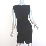 Hanii Y Belted Sheath Dress Black Wool Size 40 Sleeveless Boatneck