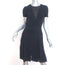 Christian Dior Short Sleeve Dress Navy Wool Crepe with Chiffon Insets Size US 6