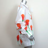 Birthday Girl Shop Poppy Button Down Shirt White Cotton One Size Long Sleeve Top