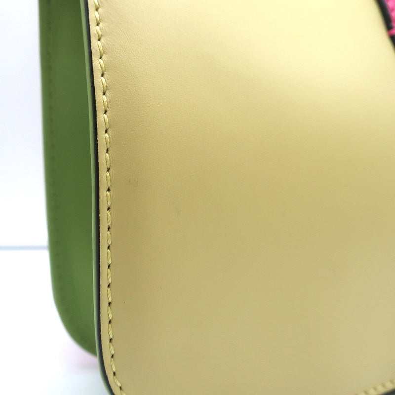 Valentino Glam Lock Rockstud Medium Flap Bag Green &amp; Pink Leather Crossbody