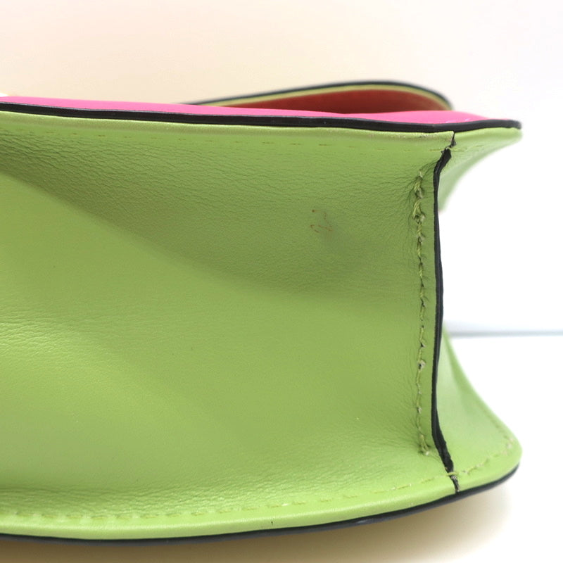 Valentino Glam Lock Rockstud Medium Flap Bag Green &amp; Pink Leather Crossbody
