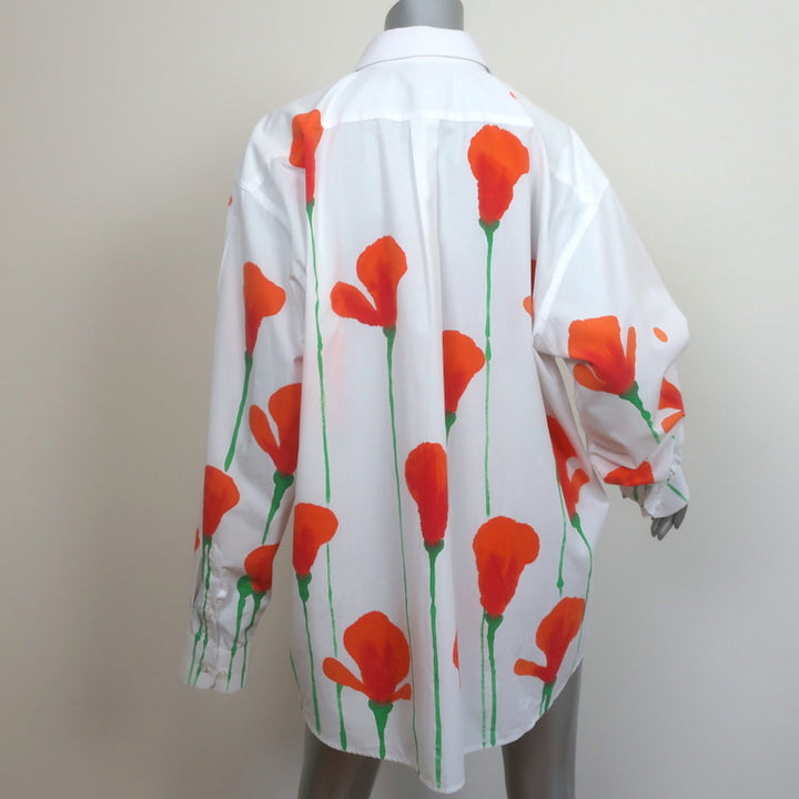 Birthday Girl Shop Poppy Button Down Shirt White Cotton One Size Long Sleeve Top