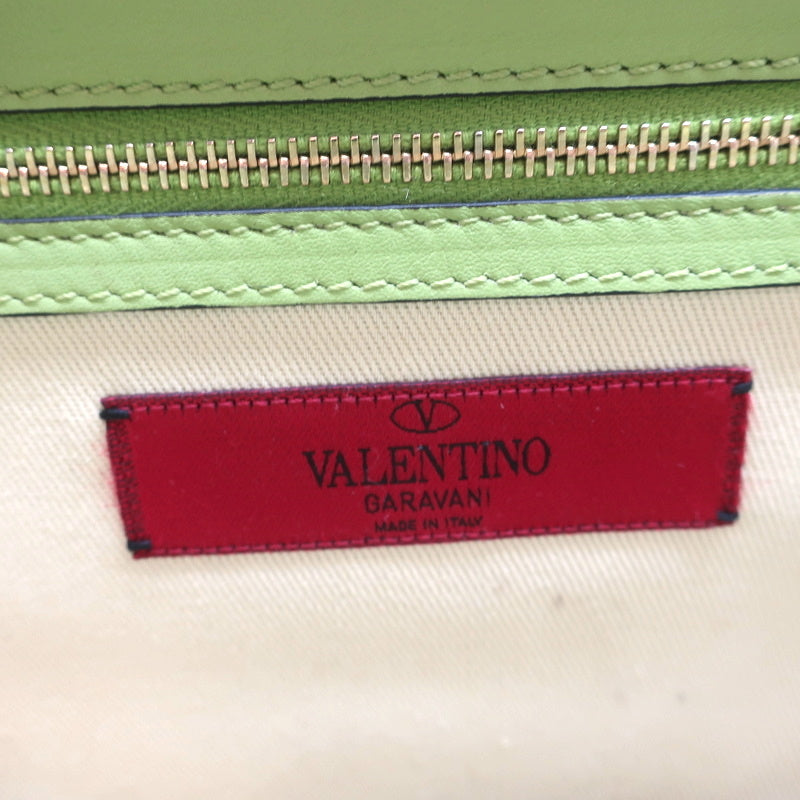 Valentino Glam Lock Rockstud Medium Flap Bag Green &amp; Pink Leather Crossbody
