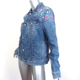 7 For All Mankind Paint Splatter Jean Jacket Blue Stretch Denim Size Medium - Celebrity Owned