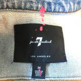 7 For All Mankind Paint Splatter Jean Jacket Blue Stretch Denim Size Medium - Celebrity Owned