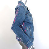 7 For All Mankind Paint Splatter Jean Jacket Blue Stretch Denim Size Medium - Celebrity Owned