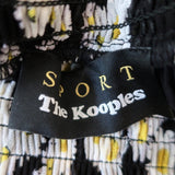The Kooples Sport Tiered Mini Skirt Black Daisy Print Crepe Size 3