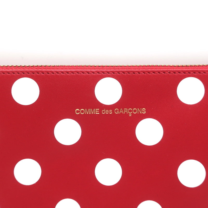 Comme des Garcons Polka Dot Pouch Red Leather Small Clutch Bag NEW