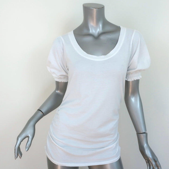 Velvet by Graham &amp; Spencer Puff Sleeve Tee Kami White Cotton Size Medium NEW