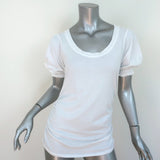 Velvet by Graham & Spencer Puff Sleeve Tee Kami White Cotton Size Medium NEW