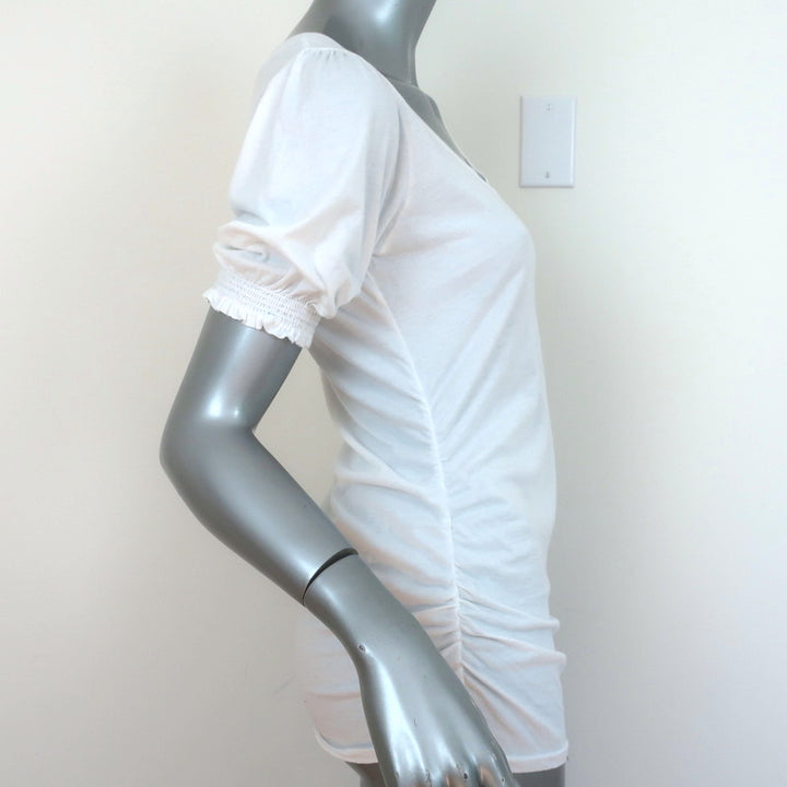Velvet by Graham &amp; Spencer Puff Sleeve Tee Kami White Cotton Size Medium NEW