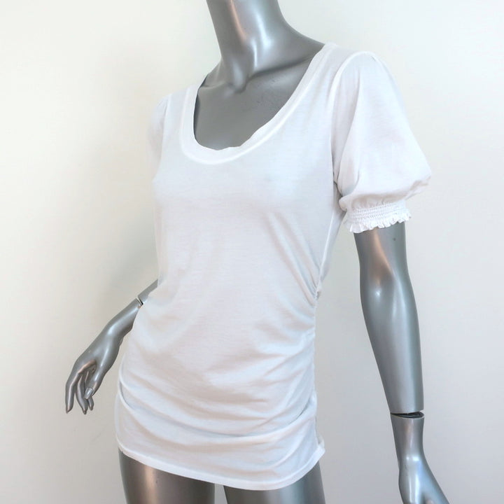 Velvet by Graham &amp; Spencer Puff Sleeve Tee Kami White Cotton Size Medium NEW