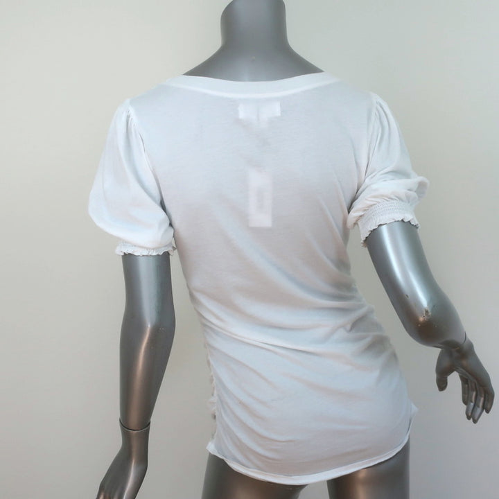 Velvet by Graham &amp; Spencer Puff Sleeve Tee Kami White Cotton Size Medium NEW