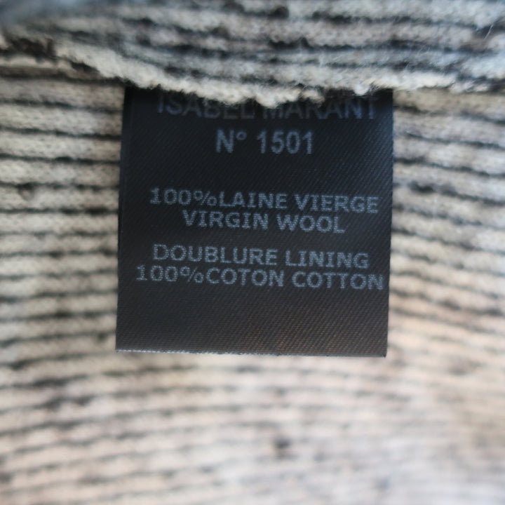Isabel Marant Etoile Asymmetric Tweed Jacket Black Virgin Wool Size 0