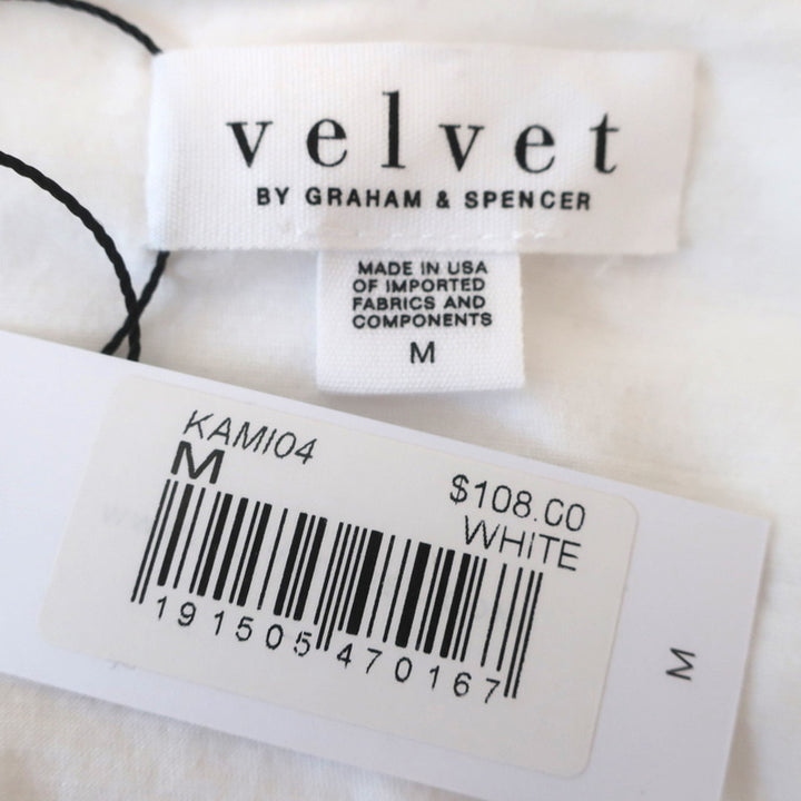 Velvet by Graham &amp; Spencer Puff Sleeve Tee Kami White Cotton Size Medium NEW