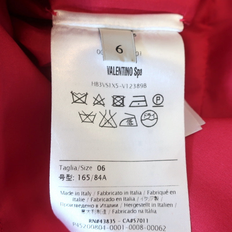Valentino Pleat-Front Mini Dress Fuchsia Wool-Silk Crepe Size 6 Cap Sleeve Shift