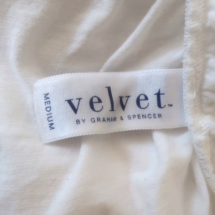 Velvet by Graham &amp; Spencer Puff Sleeve Tee Kami White Cotton Size Medium NEW