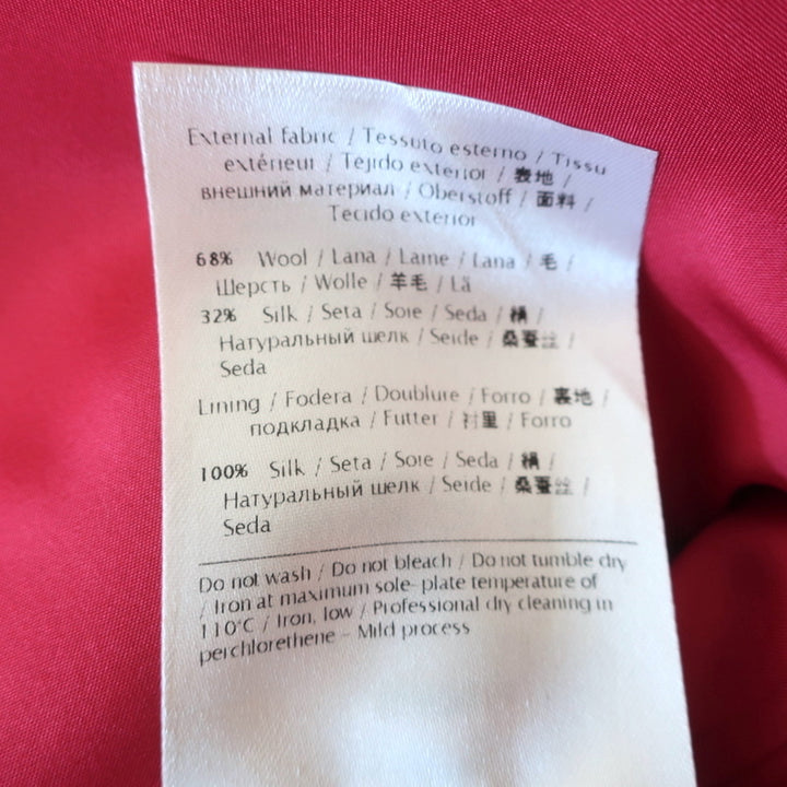 Valentino Pleat-Front Mini Dress Fuchsia Wool-Silk Crepe Size 6 Cap Sleeve Shift
