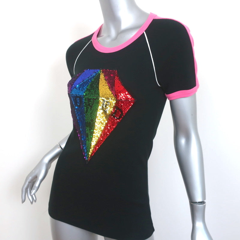 Gucci Loved Sequin Diamond Tee Black Cotton Size Small Short Sleeve Top